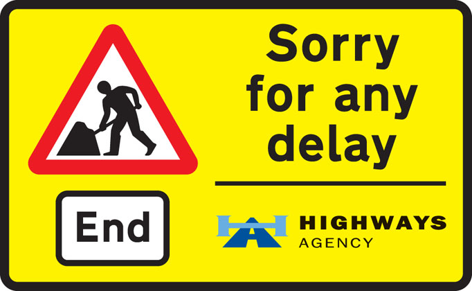 End of road works and any temporary restrictions including speed limits