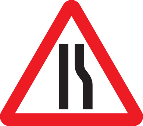 Road narrows on right