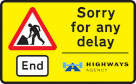 End of road works and any temporary restrictions including speed limits