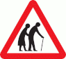 Frail (or blind or disabled if shown) pedestrians likely to cross road ahead