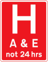 Hospital ahead with Accident and Emergency facilities